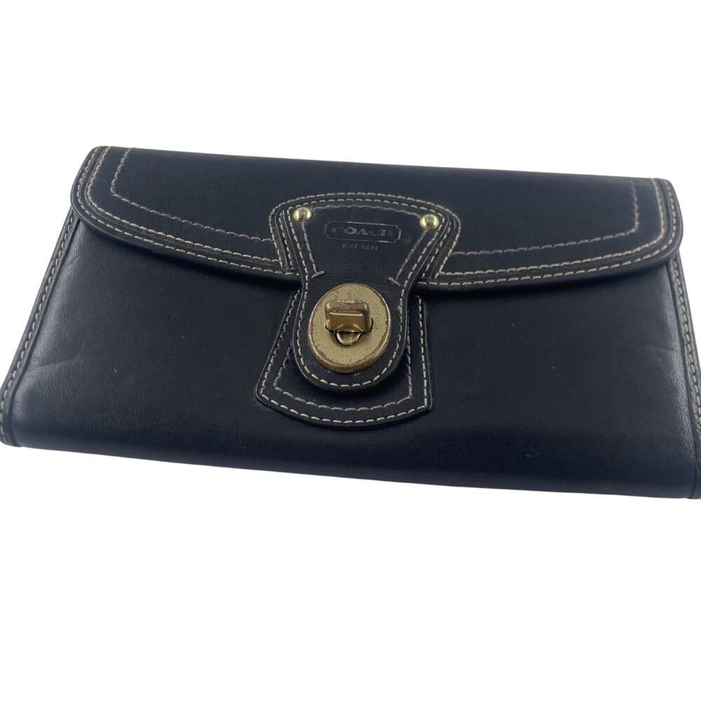Coach Legacy Black Leather Turnlock Envelope Wallet Magenta Pink Interior